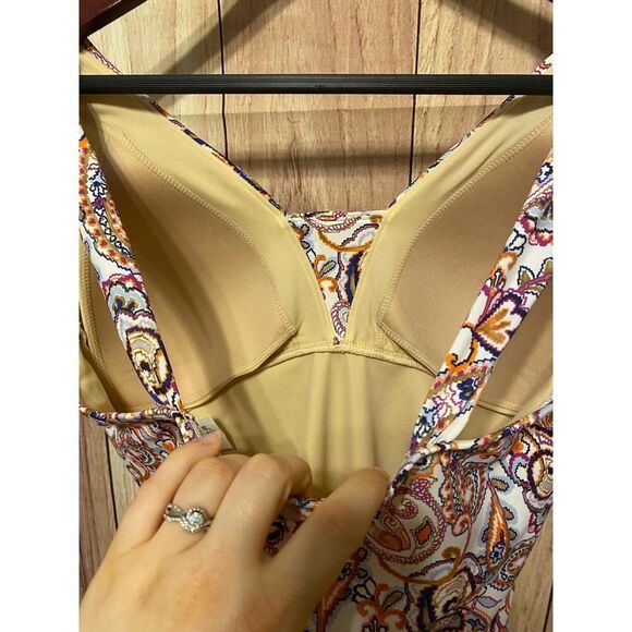 LANDS' END size 10 Swimsuit one piece  Paisley V-Neck Ruched Resort-wear - Picture 7 of 9